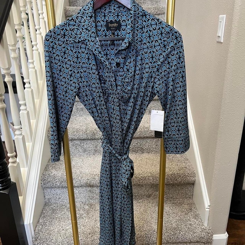 Laundry patterned tie shirt dress french sz6